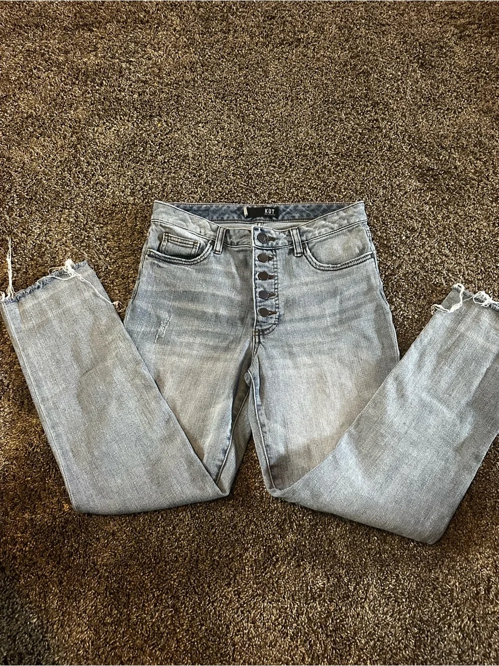Kut from the Kloth Light Blue Straight Leg Distressed Jeans